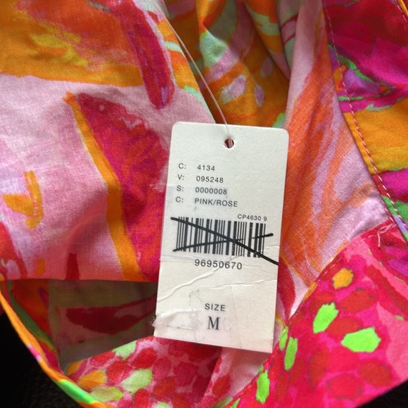 Farm Rio x Anthropologie Long Sleeve Printed Collared Romper Pink Sz M NEW - Picture 8 of 12